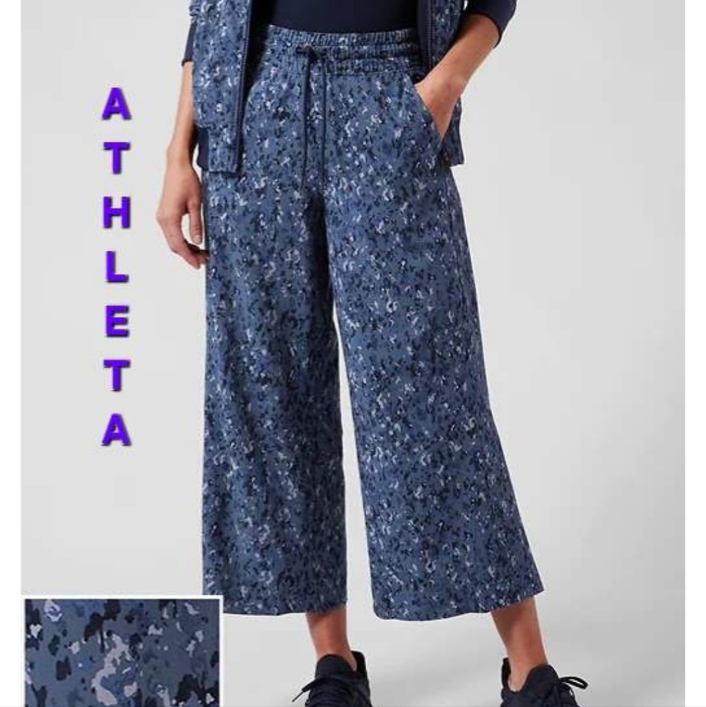 Athleta Avenue Wide Leg Crop Culotte Pants